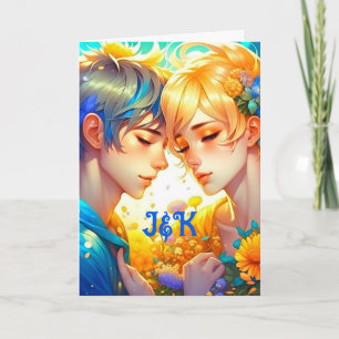Prettig Valentijnsdag   Anime Jongen en Meisje Kaart
