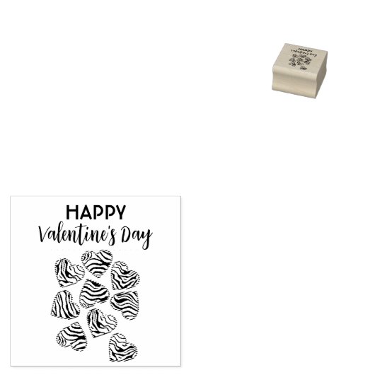 Prettig Valentijnsdag Cute Chic Zebra Gestreept Ha Rubberstempel (Gestempeld)
