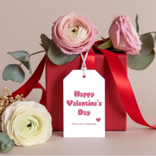 Prettig Valentijnsdag Glitter Cadeaulabel