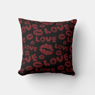 Prettig Valentijnsdag, liefde, elegante rood & zwa Kussen