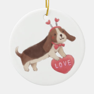 Prettig Valentijnsdag met Puppy Keramisch Ornament