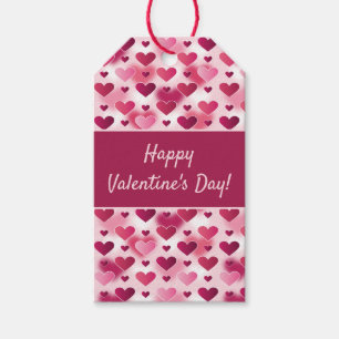Prettig Valentijnsdag met roze hartjes Cadeaulabel