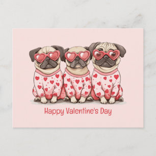 Prettig Valentijnsdag Pugs Feestdagenkaart