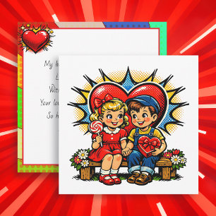 Prettig Valentijnsdag   Retro Pop Art Vintage Kaart