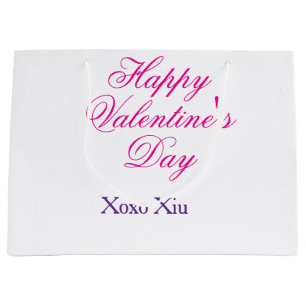Prettig Valentijnsdag roze paars xoxo liefde naam Groot Cadeauzakje