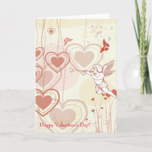 Prettig Valentijnsdag Schattige Cupido Harten Vlin Feestdagen Kaart