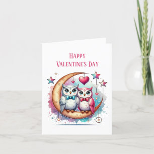 Prettig Valentijnsdag uil koppel Feestdagen Kaart