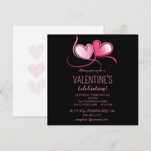 Prettig Valentijnsdag, zoete roze harten, Uitnodi Kaart