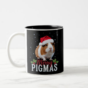 Prettig Varkensfeest Grappige Cavia Kerstman Kerst Tweekleurige Koffiemok