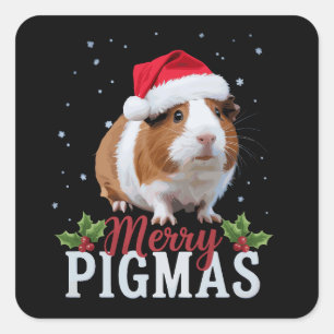 Prettig Varkensfeest Grappige Cavia Kerstman Kerst Vierkante Sticker