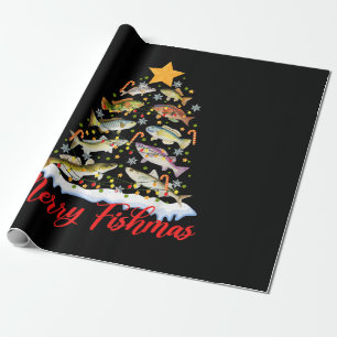 Prettig Visfeest Grappige Kerstboom Lichtjes Vis V Cadeaupapier