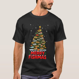 Prettig Visfeest Grappige Kerstboom Lichtjes Vis V T-shirt