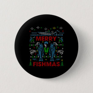 Prettig Visfeest Grappige Visserij Lelijk Kerstmis Ronde Button 5,7 Cm