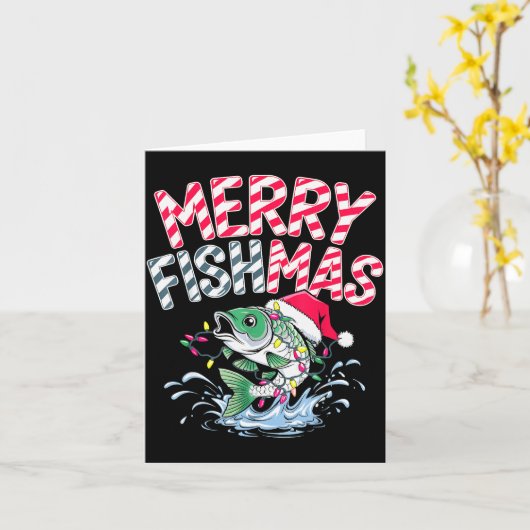 Prettig visfeest Kerstman Visliefhebbers Grappige Kaart (Gele Bloem)