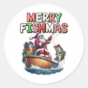 Prettig Visfeest Vis Santa Visliefhebbers Grappige Ronde Sticker