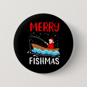 Prettig VisKerst Grappige Kerstman Kerstvis Santa Ronde Button 5,7 Cm
