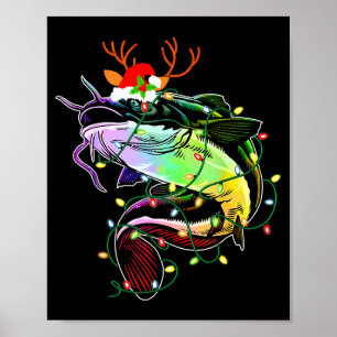 Prettig VisKerstmis Kerstman Visliefhebbers Grappi Poster