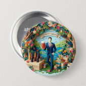 Prettig vrijgezellenfeest ronde button 7,6 cm (Voorkant /achterkant)