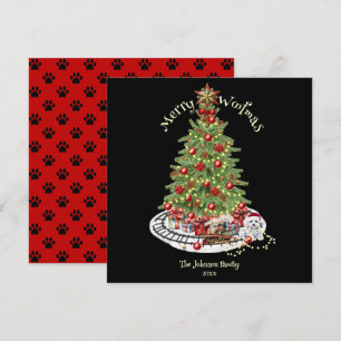 Prettig Woefmas Hond Design- Bichon Frise Feestdagenkaart