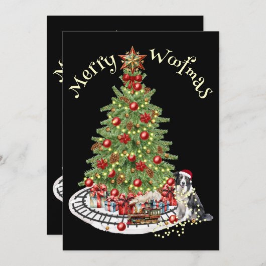 Prettig Woefmas Hond Design- Collie Feestdagenkaart (Voorkant / Achterkant)