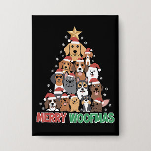 Prettig Woefmas Prettig Kerstmis Hondenliefhebbers Button