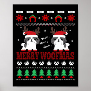 Prettig Woefmas Shih Tzu Lelijk Kerstfeest Poster