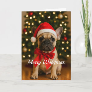 Prettig Woofmas Franse Bulldog Kerstkaart Kaart