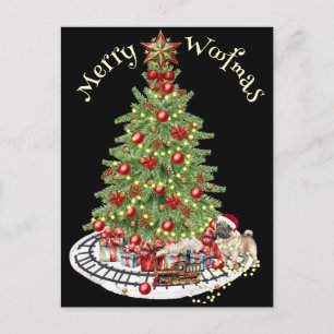 Prettig Woofmas Hond Design- Pug Briefkaart