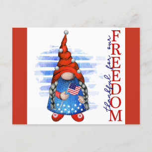 Prettige 4 juli Cute Gnome Vrijheid Briefkaart