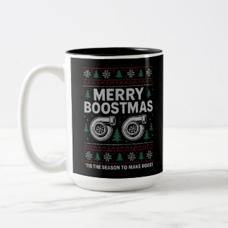 Prettige Boostmas Turbo Kerstmis Trui Auto Racing Tweekleurige Koffiemok