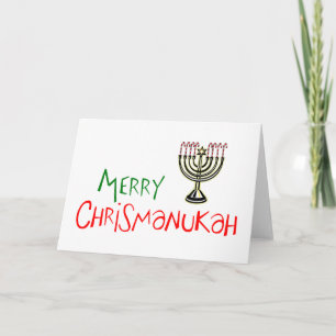 Prettige Chrismanukah- Kerstmis Chanukah Menora Feestdagen Kaart