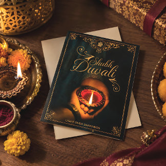 Prettige Divali Elegante Diya Lamp aanpasbaar Feestdagenkaart