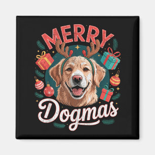 Prettige Dogma's Grappige Hond Kerstmuts Kerstmis Magneet