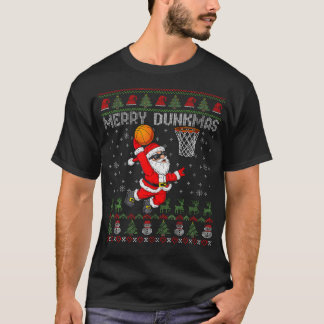 Prettige Dunkmas Kerstman Basketbal Verschrikkelij T-shirt