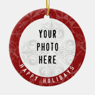 prettige feestdagen 2 Foto Red Snowflake Keramisch Ornament