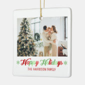 prettige feestdagen 2 foto's keramisch ornament (Links)