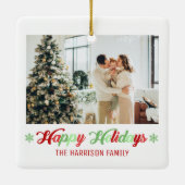prettige feestdagen 2 foto's keramisch ornament (Achterkant)