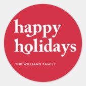 Prettige feestdagen Aangepast rood Ronde Sticker (Voorkant)