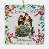 Prettige feestdagen Aangepaste Chic  Ephemera Keramisch Ornament (Voorkant)