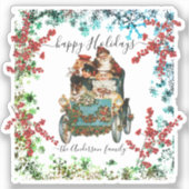 Prettige feestdagen Aangepaste Chic Ephemera Sticker (Voorkant)