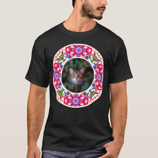 Prettige feestdagen Aangepaste foto Kerstmis Pet D T-shirt (Voorkant)