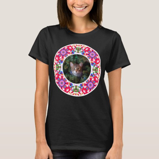 Prettige feestdagen Aangepaste foto Kerstmis Pet D T-shirt (Voorkant)