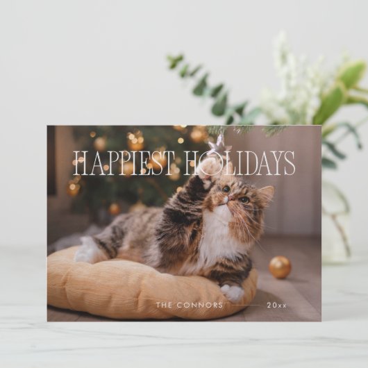 Prettige feestdagen Aangepaste kerstkat Schattige Feestdagenkaart (Staand voorkant)