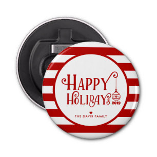 Prettige feestdagen   Aangepaste kerstvakantie Button Flesopener