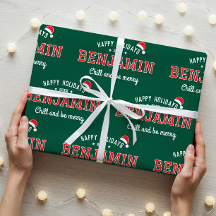 Prettige feestdagen Aangepaste naam Christmas Gree Cadeaupapier