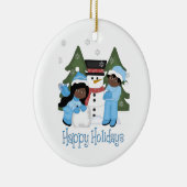 prettige feestdagen Afrikaanse Amerikaanse Kindere Keramisch Ornament (Rechts)