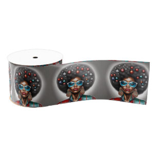Prettige feestdagen Afro Hair Art Grosgrain Lint
