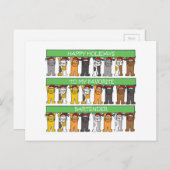 Prettige feestdagen Bartender Cartoon Katten (Voorkant / Achterkant)