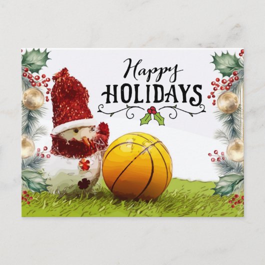 Prettige feestdagen Basketbal Briefkaart (Voorkant)