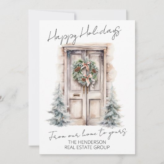 Prettige Feestdagen Bedrijf Van Ons Thuis naar die Feestdagenkaart (Voorkant)